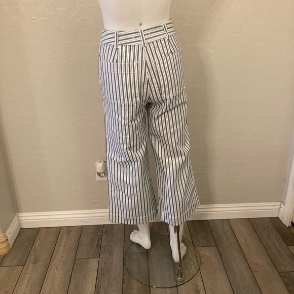 Madewell Emmett Wide-Leg Crop Pants in Stripe Button-Front Edition Moe Stripe 27 - Picture 12 of 16